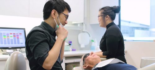 Patient with dentist