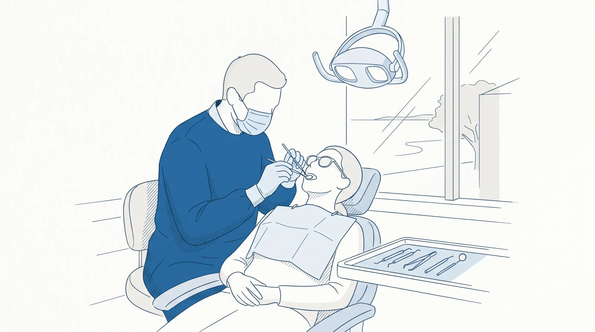 A dentist examines a patient’s teeth and gums before whitening in a Geelong clinic.