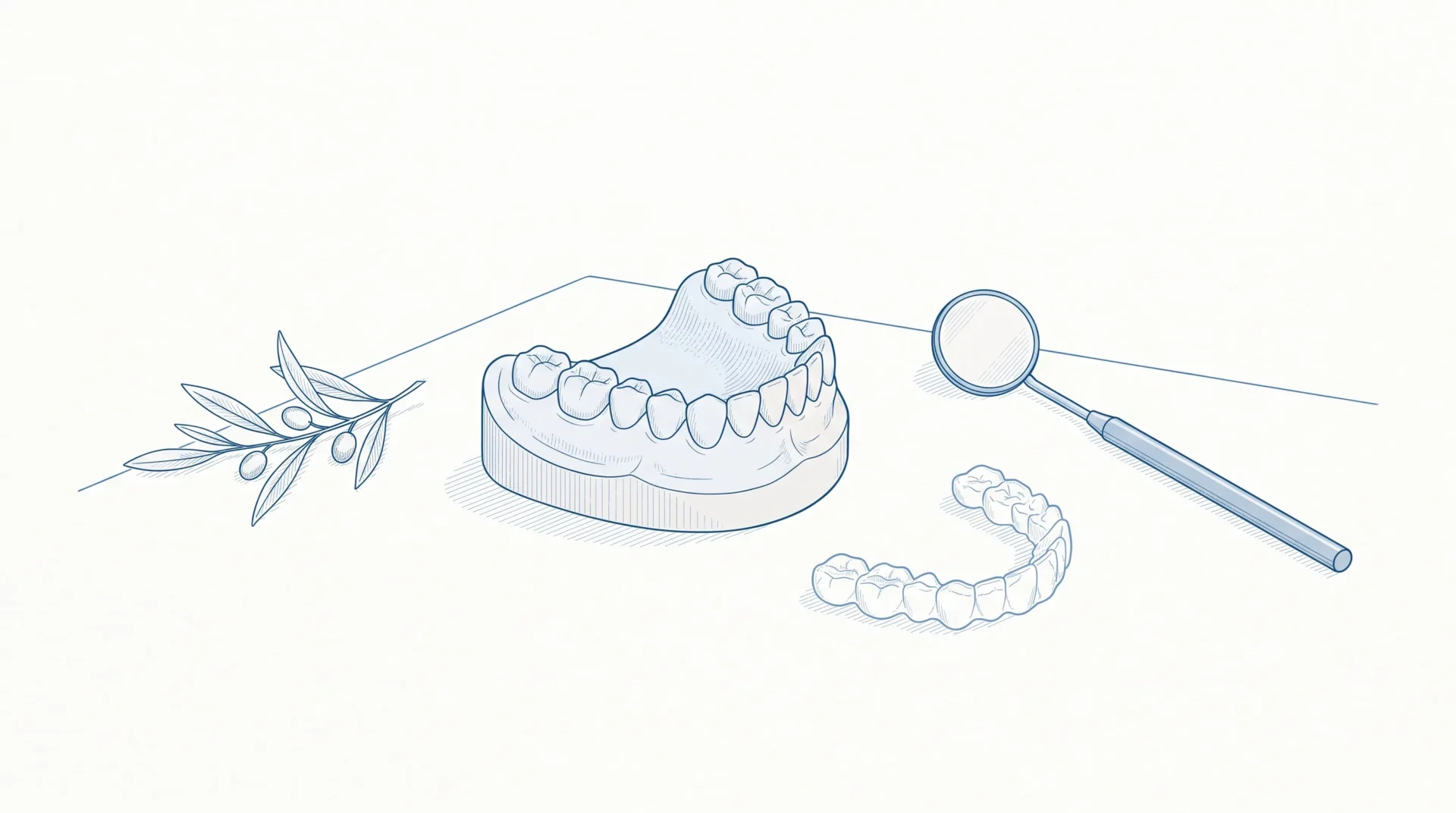 A lower dental arch model sits beside a clear aligner to show single-arch treatment.