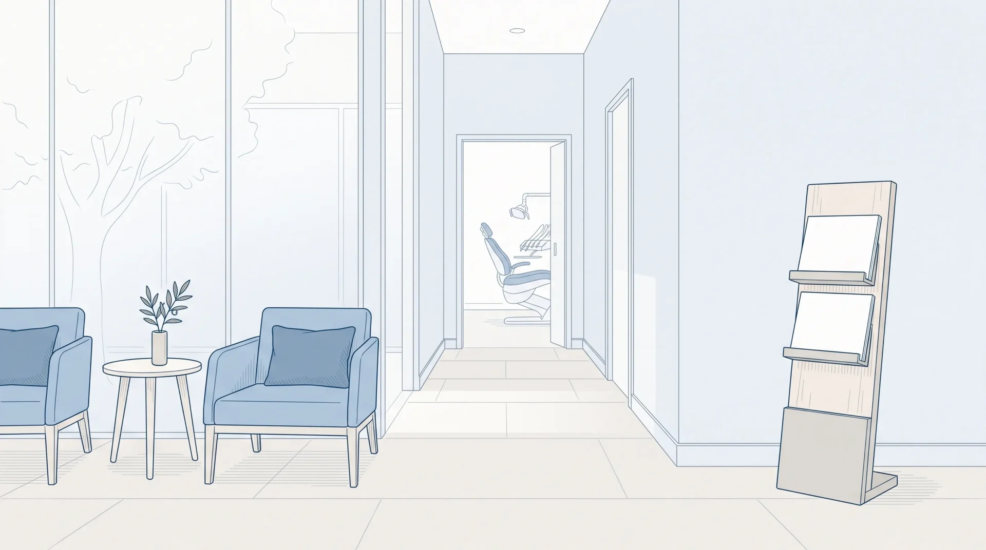 A quiet Geelong dental clinic interior suggests the setting for a family dentistry visit.