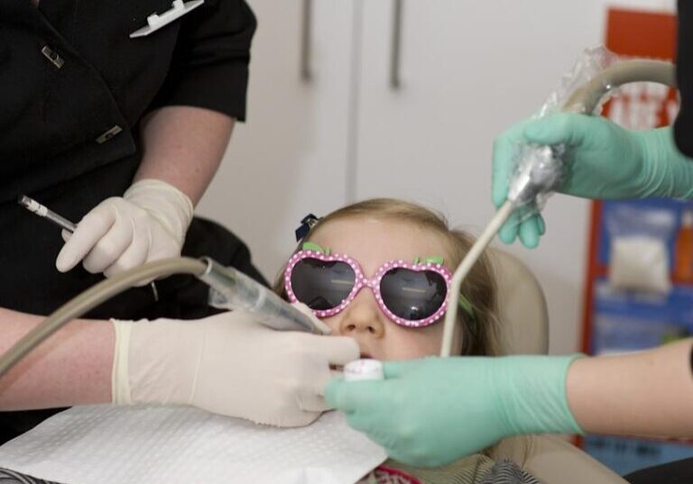 Girl visiting the dentist